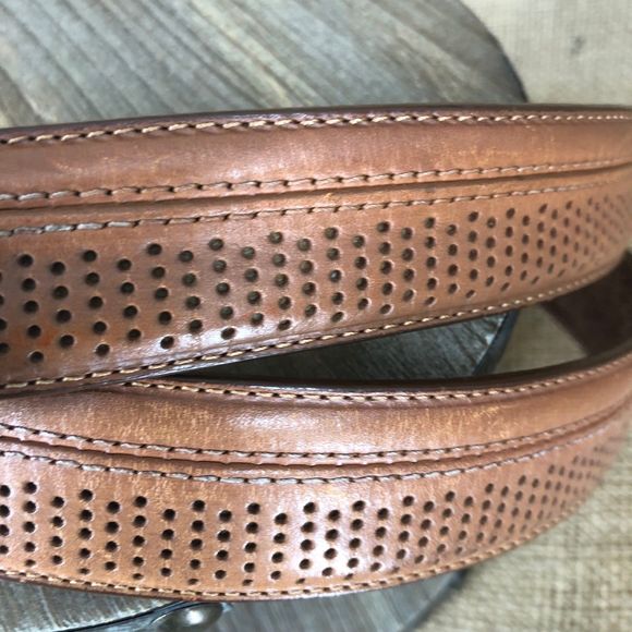 PGA Top Grain Leather Belt with Intricate Cutout Holes Design SZ 44 - Picture 5 of 8